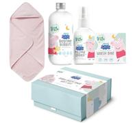 Good Bubble Peppa Pig Baby Bath Gift Set - Bedtime Bubbles 250ml, Pillow Spray 60ml, Hair & Body Wash Bar 80g & Hooded Towel - Gentle Aloe Vera Skincare for Babies & Toddlers