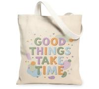 Good Canvas Tote Bag for Women, Modern Playful Things Take None Pastel Washable Reusable Small Tote Bags Ideas for Family Friends Colleagues Reading Loves 13x15 Inch