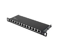 Good Connections 10" Patch Panel/Patch Panel - for 10" Wall Enclosures/Network Cabinets - Cat. 6, 250 MHz - GIGABIT Enabled - 12-Port - 0.5 U - Shielded - Tool-Free Opening - Jet Black (RAL9005)