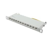 Good Connections 10" Patch Panel/Patch Panel - for 10" Wall Enclosures/Network Cabinets - Cat. 6A, 500 MHz - 10 GIGABIT Enabled - 12-Port - 0.5 U - Shielded - Tool-Free Opening - Light Grey