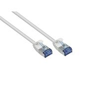 Good Connections Cat 6A Slim patch cable - 0.15 m / 15 cm - U/FTP - 10 Gbit/s and 500MHz - COPPER conductor CU - halogen-free LSZH - RNS latch protection - thin network cable/LAN cable - WHITE