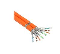 Good Connections Cat.7 Duplex Installation Cable Pure Copper (OFC) 10 Gigabit Compatible (10/100/1000/10000-Base-T Ethernet Networks) S/FTP, PiMF, AWG23, FRNC-B Network Installation Cable, Orange, 50 m