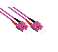 Good Connections LWL Duplex Patch Cable LC to SC Multimode 50/125 Inch Fibre Optic OM4 - Violett/Pink 5 m
