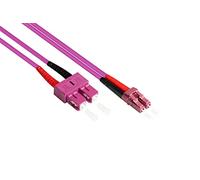 Good Connections LWL Duplex Patch Cable LC to SC Multimode 50/125 Inch Fibre Optic orange OM4 - Violett/Pink 15 m