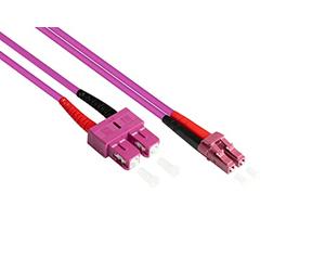 Good Connections LWL Duplex Patch Cable LC to SC Multimode 50/125 Inch Fibre Optic pink OM4 - Violett/Pink 1 m