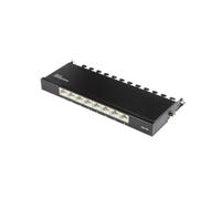 Good Connections Patch Panel - Desktop - CAT6A, 500 MHz - 10 GIGABIT Enabled - 8-Port - 0.5 U - STP Shielded - Tool-Free Opening - Jet Black (RAL9005)