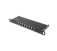 Good Connections® Patch Panel / Patch Panel - 10" - Server Mounting / Rack Mounting - Cat. 6, 250 MHz - GIGABIT Capable - 8 Port - 0.5 U - STP Shielded - Tool Opening - Deep Black (RAL9005)