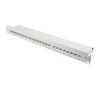 Good Connections® Patch Panel/Patch Panel - 19" - Server mount/rack mounting - Cat. 6A, 500 MHz - 10-GIGABIT capable - 24-Port - 1U - STP shielded - Tool-free opening - Light Grey (RAL7035)