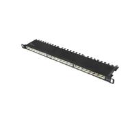 Good Connections® Patch Panel / Patch Panel - 19" - Server Mounting / Rack Mounting - Cat. 6A, 500 MHz - 10-GIGABIT capable - 24-Port - 0.5U - STP Shielded - Tool Opening - Deep Black (RAL9005)