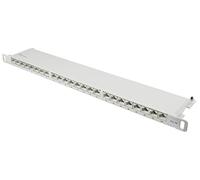 Good Connections® Patch Panel / Patch Panel - 19" - Server Mounting / Rack Mounting - Cat. 6A, 500 MHz - 10-GIGABIT capable - 24-Port - 0.5U - STP Shielded - Tool Opening - Light Grey (RAL7035)