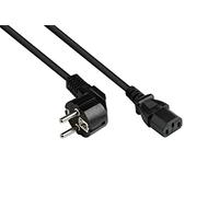 Good Connections Power Cable - 5 m - Earthing Contact Plug Type E+F (CEE 7/7, Angled) to C13 IEC Socket (Straight) - Copper Conductor CU - 1.00 mm² - Cold Appliance Cable for PC, Monitor and Much More