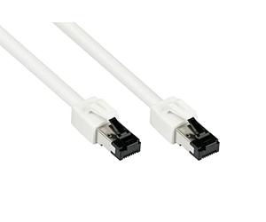 Good Connections Premium Cat. 8.1 Patch Cable - 2 m - RNS Latch Protection - S/FTP - 40GB/2000MHz - Copper Conductor CU - Halogen- LSZH - Network LAN Cable Compatible with CAT. 7/6A/6/5e - White