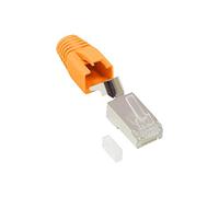 Good Connections RJ45 Network Connectors Cat.6A Pack of 10 Shielded Plugs with Strain Relief and Threading Aid Orange
