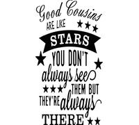Good Cousins are Like Stars You Don't Always See Them But They're Always There Quote Wine Bottle Vinyl Decal Sticker for Car/Window/Wall (Orange Gloss)