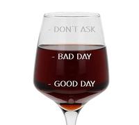 Good Day Bad Day Don’t Ask Funny Engraved Large Wine Glass Gift for Wine Lovers Novelty Etched 400ml Wine Glass