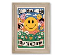 Good Days Ahead Retro Framed Wall Art Print A1 (84.1×59.4cm) Oak, Wall Decor for Living Room, Bedroom, Office & Home, Ready to Hang, Art Gift