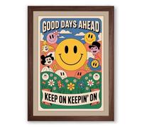 Good Days Ahead Retro Framed Wall Art Print A2 (59.4×42cm) Walnut, Wall Decor for Living Room, Bedroom, Office & Home, Ready to Hang, Art Gift