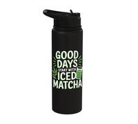 Good Days Start with Iced Matcha Energizing Beverage Quote Stainless Steel Insulated Water Bottle