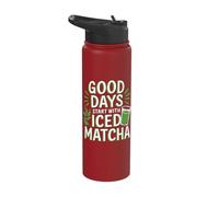 Good Days Start with Iced Matcha Energizing Beverage Quote Stainless Steel Insulated Water Bottle