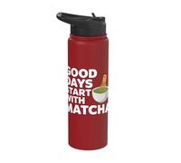 Good Days Start with Matcha Quote Tea Stainless Steel Insulated Water Bottle