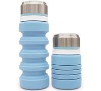 Good Design Works Suck UK Collapsible Water Bottle | Reusable Drinks Bottle Travel Mug | Sports Water Bottle | On the Go Travel Bottles | 500ml Gym Bottle Flask | Travel Accessories | BLUE