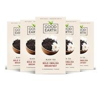 Good Earth Tea Co. Bold English Breakfast Tea, Refreshingly Natural, Eco Friendly Packaging, 75 Count, Pack of 5