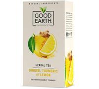 Good Earth Tea Co. Ginger, Turmeric & Lemon Tea Bags - Zingy Herbal Blend with Ginger, Turmeric and Lemon - 15 Plant-Based Teabags