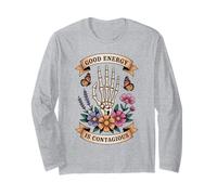 Good Energy Contagious Skeleton Hand Floral Long Sleeve T-Shirt