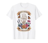 Good Energy Contagious Skeleton Hand Floral T-Shirt