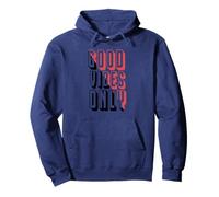 Good Energy Vibes Only Retro Positive Typography Pullover Hoodie