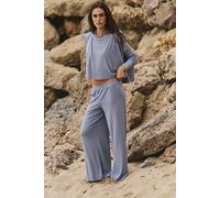 Good Feels Long Pant Set by free-est at Free People in Blue Suede, Size: XS - female