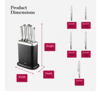 Good Food, 5 Piece Knife Set with Block, Black & Stainless Steel GF851062