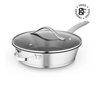 Good Food in Partnership with Tower 28cm Multi-Pan with Tempered Glass Lid, 10x Stronger Ceramic Non-Stick Coating, Induction Compatible and Oven Safe, Stainless Steel