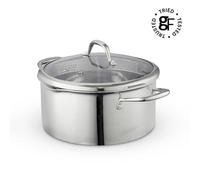 Good Food by Tower Tri-Ply 24cm Casserole Dish with Lid, Induction Compatible, Stainless Steel