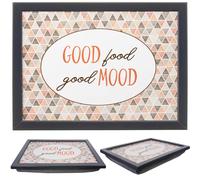(Good Food Good Mood) GEEZY Large Wooden Bean Bag Cushioned Lap Tray - 44 x 34cm
