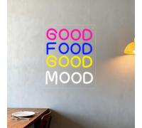 Good Food Good Mood Neon Sign, Food Neon Signs for Wall Decor, Good Food Good Mood Neon Light with USB Powered for Snack Shop Restaurant Fast Food 11.81”X14.17”