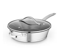 Good Food in Partnership with Tower 28cm Multi-Pan with Tempered Glass Lid, 10x Stronger Ceramic Non-Stick Coating, Induction Compatible and Oven Safe, Stainless Steel