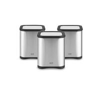 Set of 3 Tea Coffee Sugar Canisters silver-coloured
