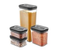 Good Food in Partnership with Tower 4 Piece Food Storage Set, Airtight Easy Lift Lids, Stackable Design, 1x Large (3.2L), 1x Medium (1.55L), 2 x Small (0.61L), Transparent, GF847080