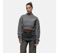 Good For Nothing Cropped Sweatshirt - Dark Grey - XS - Dark Grey