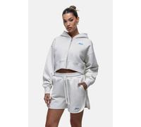 Good For Nothing Embroidered Relaxed Fit Zip Through Hoodie In White White