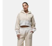 Good For Nothing Spray Effect Cropped Zip Through Hoodie - Cream - XS - Cream