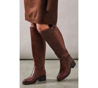 Good For The Sole: Extra Wide Fit Koira Back Stretch Block Heel Knee High Riding Boots Good For the Sole Dark Tan 4