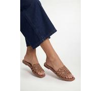 Good For the Sole Women's : Amelie Faux Leather Lattice Detail Sliders in Tan | Size: 6 Good For the Sole Tan 6