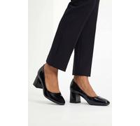 Good For the Sole Women's : Bea Faux Patent Leather Medium Block Heel Court Shoes in True Black | Size: 3 Good For the Sole True Black 3