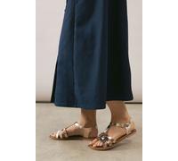 Good For the Sole Women's : Extra Wide Fit Real Leather Magali Comfort Flat Sandals in Rose Gold | Size: 4 Good For the Sole Rose Gold 4