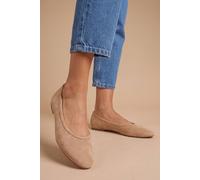 Good For the Sole Women's Nicole Faux Suede Round Toe Ballet Pumps in Taupe | Size: 5 Good For the Sole Taupe 5