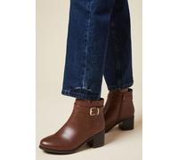 Good For the Sole Women's : Wide Fit Moira Material Mix Medium Block Heel Ankle Boots in Tan | Size: 7 Good For the Sole Tan 7