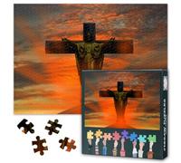 Good Friday Jigsaw Puzzles Jesus on the Cross Puzzle for Adults 1000 Pieces | 2 Hours to Complete, Letters on Back, Reference Poster, Dust Free, Educational Fun Games Toys for Elders Friends 20 X 27 INCH