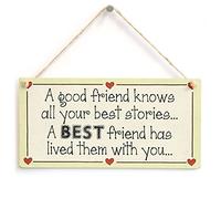 Good Friend Knows Your Best Stories Hanging Sign | Best friend memories sentiment